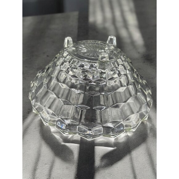 Vintage Whitehall Clear Footed Bowl By Indiana Glass Co. 10" Diameter Cubed - Picture 5 of 8